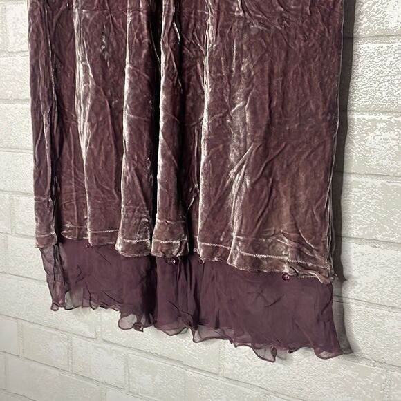 Aquarius Anthro Silk Layered Skirt Velvety Look Purple Plum Beaded Bottom Detail - Picture 3 of 8